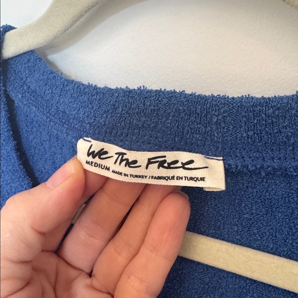 We the Free Ribbed Henley Button-Front Sweater in Cobalt Blue - Picture 6 of 8